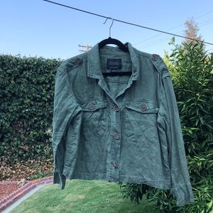 Cropped Army Jacket Button Up